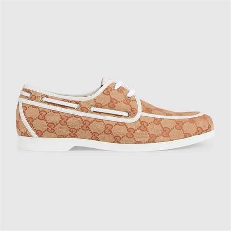 gucci womens boat shoes|gg leather canvas boat shoes.